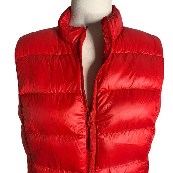 Dip Packable Down Filled Bubble Vest XL Red Sleeveless Lined Pockets Full Zip - Picture 2 of 7